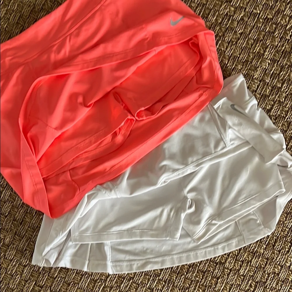 Nike Women's Bright Coral and White Skorts - Picture 9 of 10